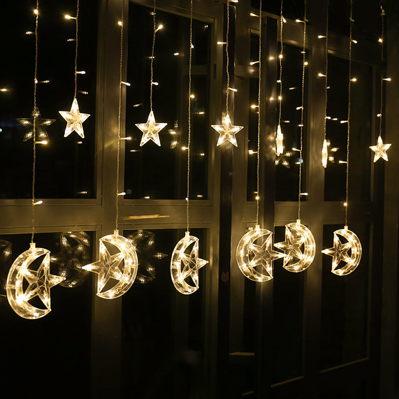 2.5M 138leds moon star Icicle LED Curtain String Light