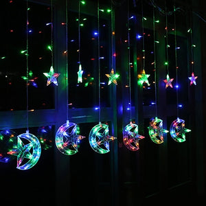 2.5M 138leds moon star Icicle LED Curtain String Light