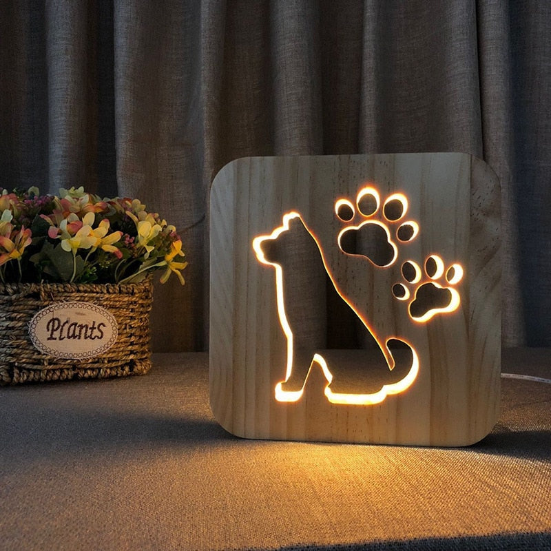Creative 3D LED Wooden Lights