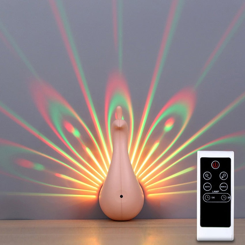 Creative 3D Peacock Projector Lamp
